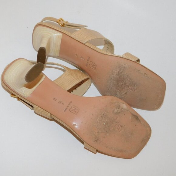 BRUNO MAGLI Snakeskin Slingback Sandals Sz 7.5 Made in Italy - Picture 7 of 8